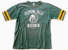 画像2: 70s CHIPPEWA FALLS インディアンヘッド コットン フットボールTシャツ 緑 XL (2)