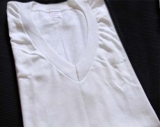 画像1: デッドストック★70s JCPenney 無地 Vネック Tシャツ 白 42 (1)