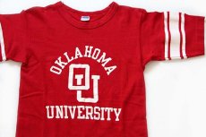 画像1: 70s USA製 Championチャンピオン OKLAHOMA UNIVERSITY コットン フットボールTシャツ 赤 M (1)