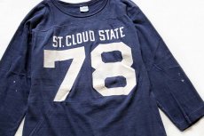 画像3: 70s USA製 Championチャンピオン ST.CLOUD STATE 78 ナンバリング コットン フットボールTシャツ 紺 S (3)