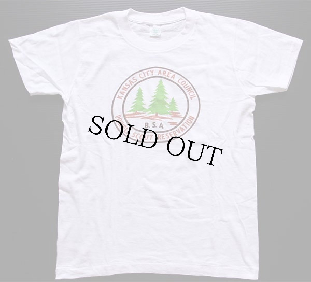画像2: 60s BSA ボーイスカウト POWELL SCOUT RESERVATION 染み込みプリント コットンTシャツ 白 S (2)