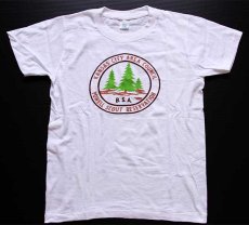 画像2: 60s BSA ボーイスカウト POWELL SCOUT RESERVATION 染み込みプリント コットンTシャツ 白 S (2)