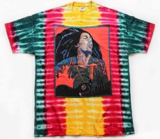 画像2: 90s USA製 BOB MARLEYボブマーリー タイダイ染め コットンTシャツ XL (2)