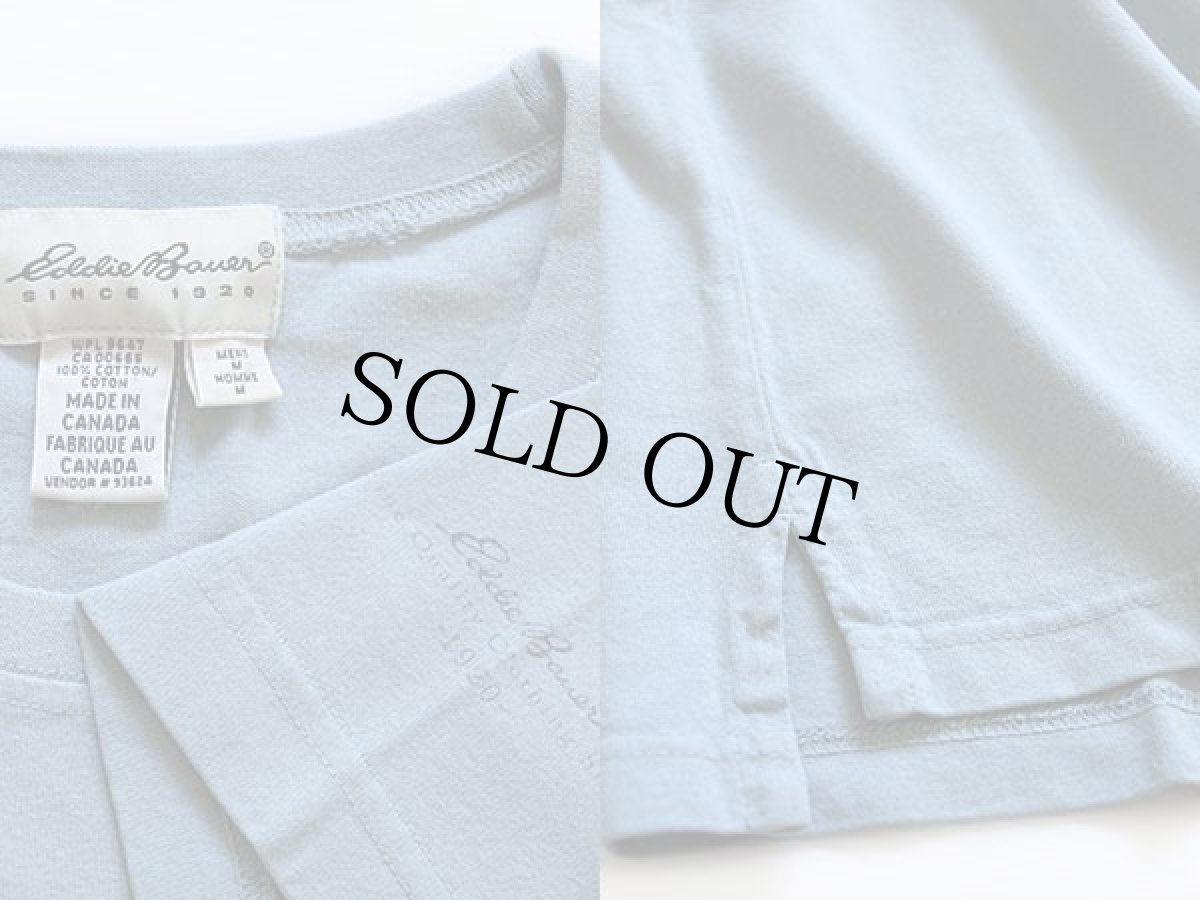 画像3: 90s カナダ製 EddieBauerエディーバウアー コットンTシャツ ブルーグレー M (3)