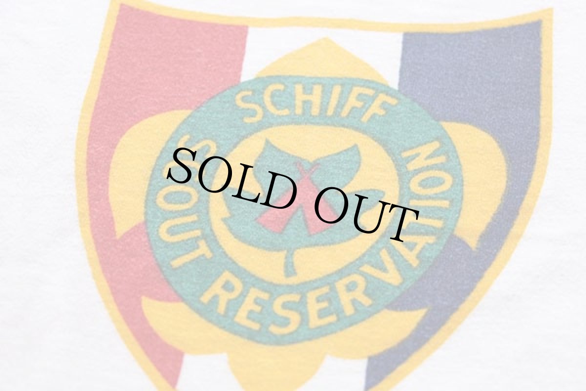 画像5: 50s BSA ボーイスカウト SCHIFF SCOUT RESERVATION 染み込みプリント コットンTシャツ 白 XL (5)