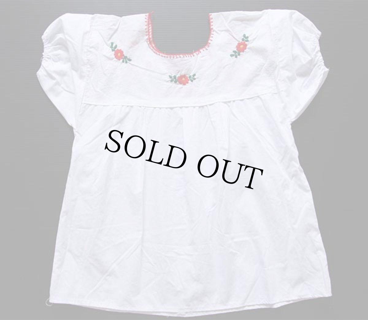 画像2: メキシコ 花柄刺繍 チュニック 白 (2)