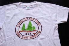 画像1: 60s BSA ボーイスカウト POWELL SCOUT RESERVATION 染み込みプリント コットンTシャツ 白 S (1)