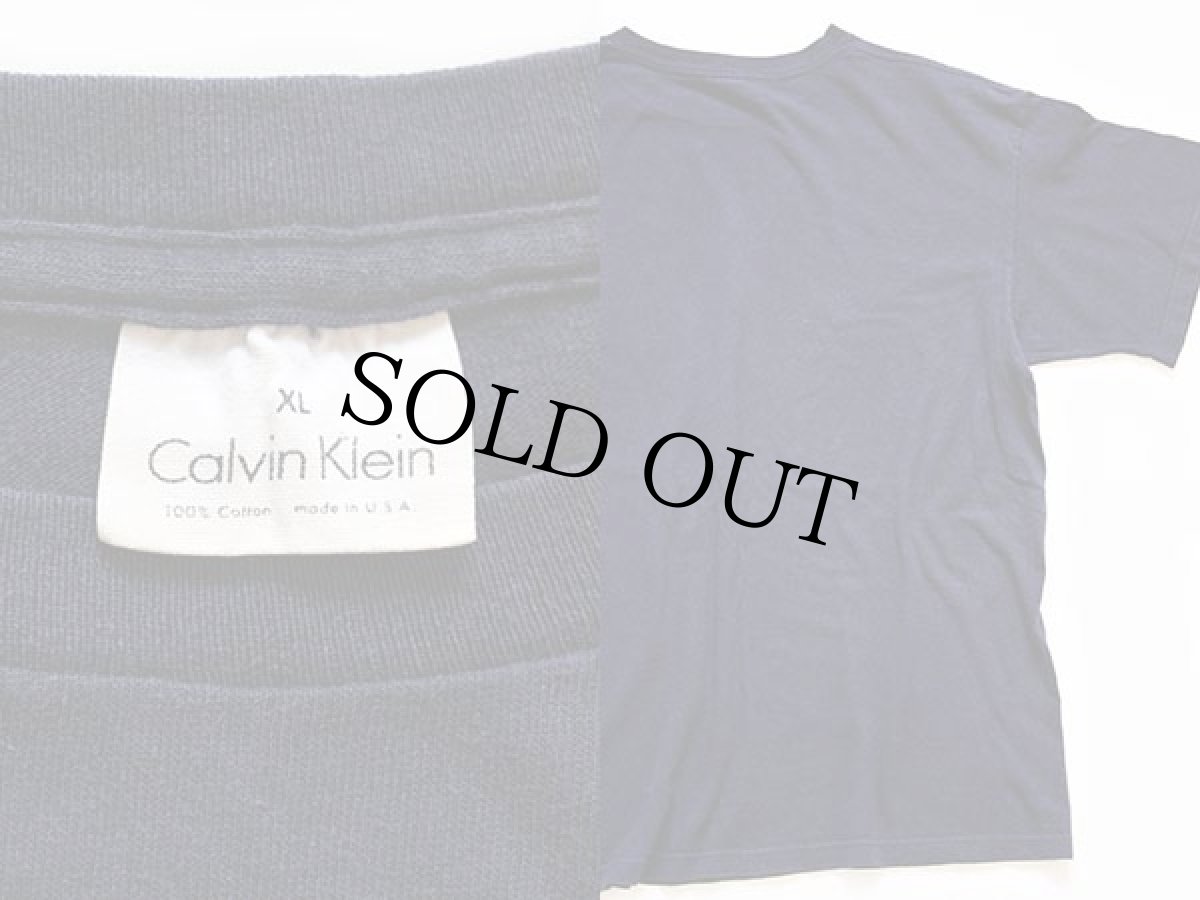 画像3: 90s USA製 Calvin Kleinカルバンクライン 星条旗 コットンTシャツ 紺 XL (3)