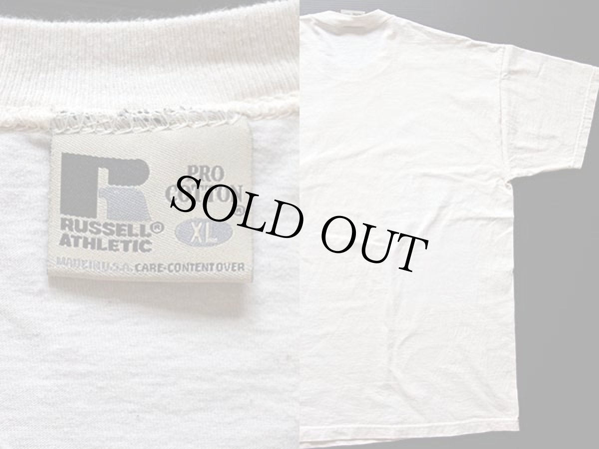 画像3: 90s USA製 RUSSELLラッセル 無地 コットン ポケットTシャツ 生成り XL (3)