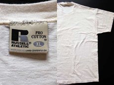 画像3: 90s USA製 RUSSELLラッセル 無地 コットン ポケットTシャツ 生成り XL (3)