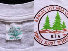 画像3: 60s BSA ボーイスカウト POWELL SCOUT RESERVATION 染み込みプリント コットンTシャツ 白 S (3)