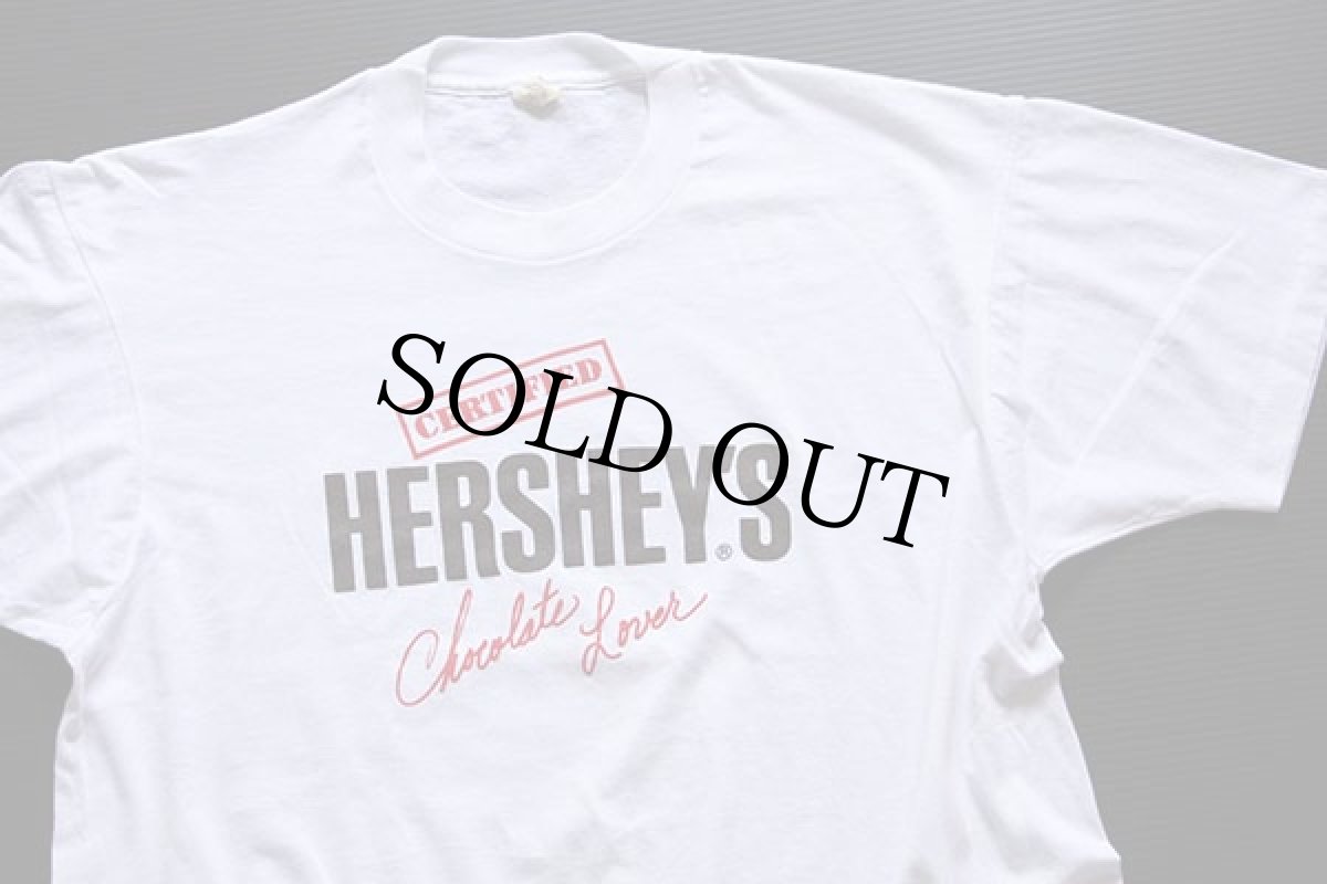 画像1: 80s USA製 HERSHEY'Sハーシーズ チョコレート ロゴ Tシャツ 白 XL (1)