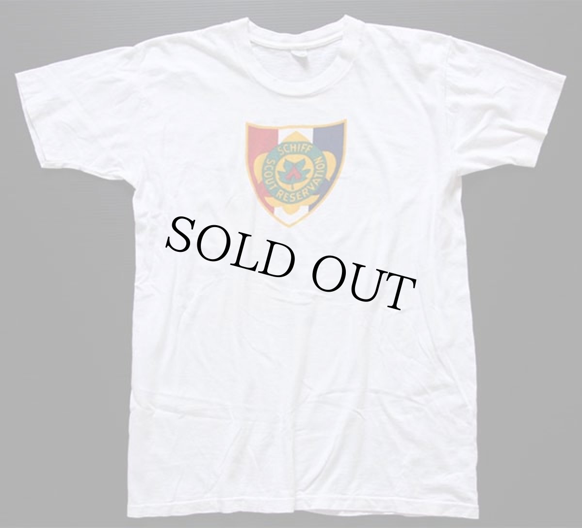 画像2: 50s BSA ボーイスカウト SCHIFF SCOUT RESERVATION 染み込みプリント コットンTシャツ 白 XL (2)