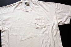 画像1: 90s USA製 RUSSELLラッセル 無地 コットン ポケットTシャツ 生成り XL (1)