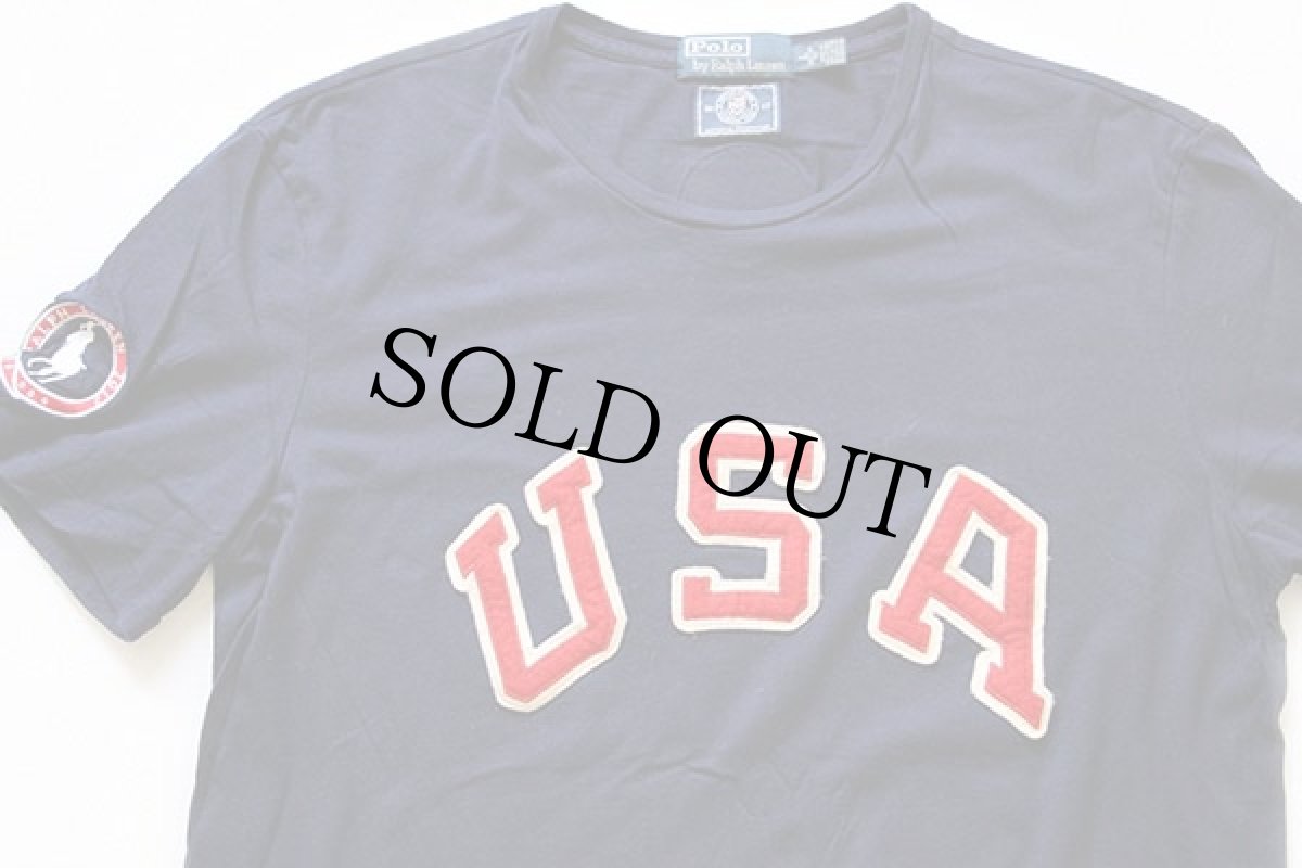 画像1: ポロ ラルフローレン 2012 オリンピック USAパッチ コットンTシャツ 紺 L (1)