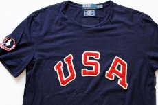 画像1: ポロ ラルフローレン 2012 オリンピック USAパッチ コットンTシャツ 紺 L (1)