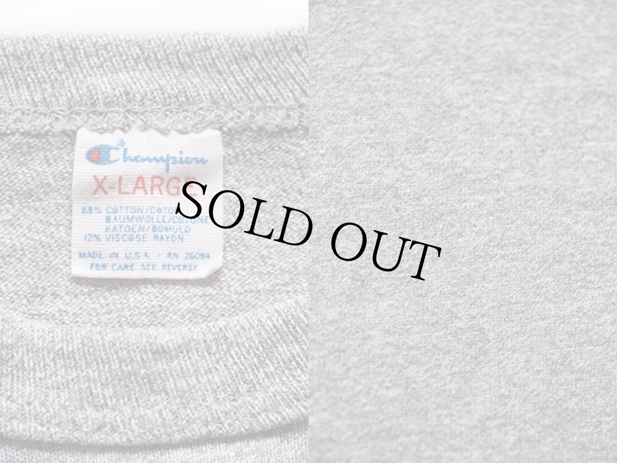 画像3: 80s USA製 Championチャンピオン 無地 目無し バインダーネック 88/12 Tシャツ 杢グレー XL (3)