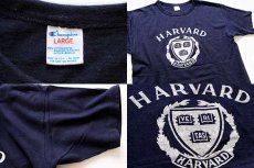 画像4: 80s USA製 Championチャンピオン HARVARD コットンTシャツ 紺 L (4)