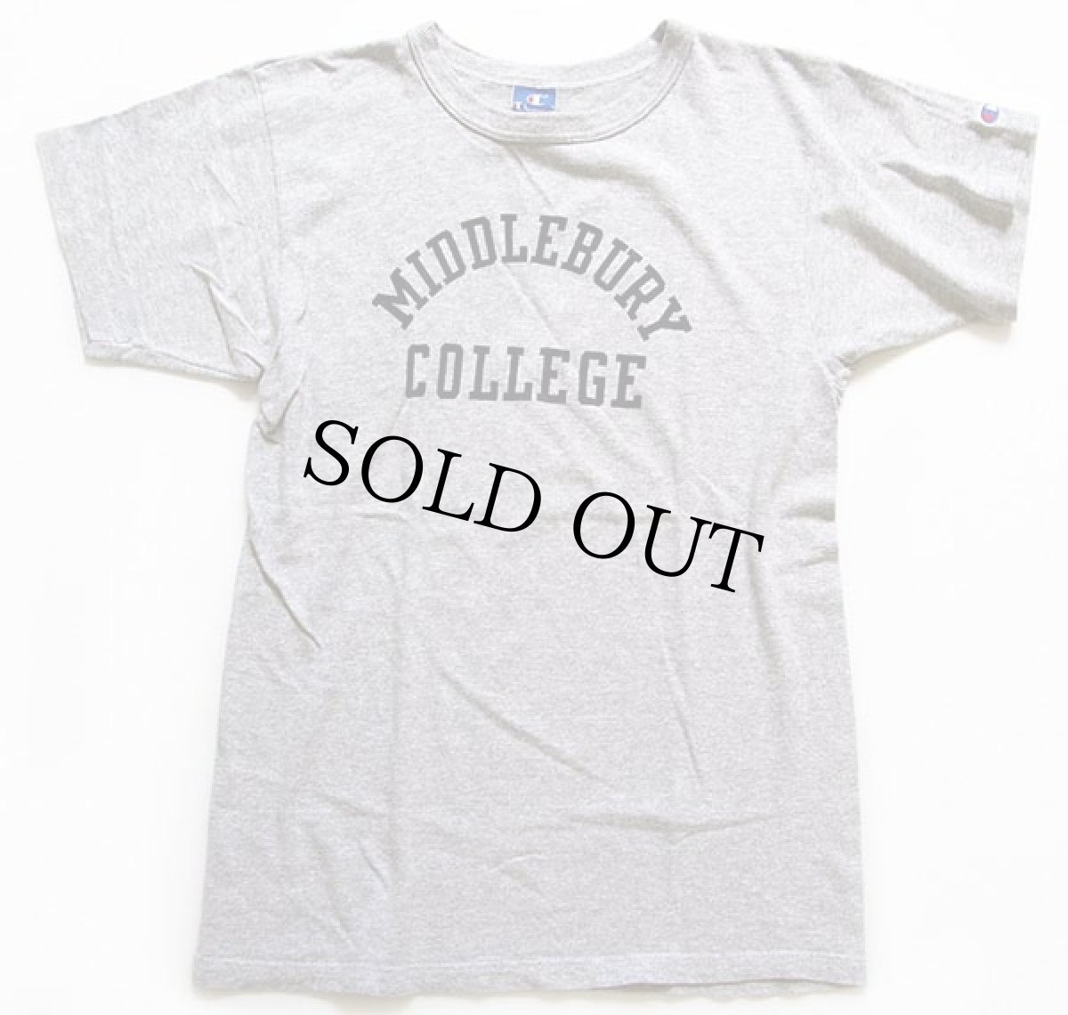 画像2: 90s USA製 Championチャンピオン MIDDLEBURY COLLEGE 染み込みプリント 88/12 Tシャツ 杢グレー M (2)