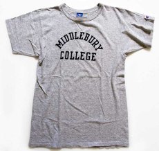 画像2: 90s USA製 Championチャンピオン MIDDLEBURY COLLEGE 染み込みプリント 88/12 Tシャツ 杢グレー M (2)