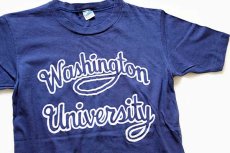 画像1: 70s USA製 Championチャンピオン Washington University フェルトプリント コットンTシャツ 青 M (1)