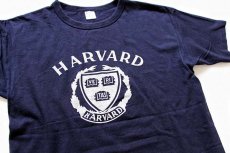 画像1: 80s USA製 Championチャンピオン HARVARD コットンTシャツ 紺 L (1)