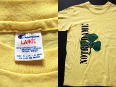 画像3: 80s USA製 Championチャンピオン NOTRE DAME 両面プリント コットン ポケットTシャツ 黄 L (3)