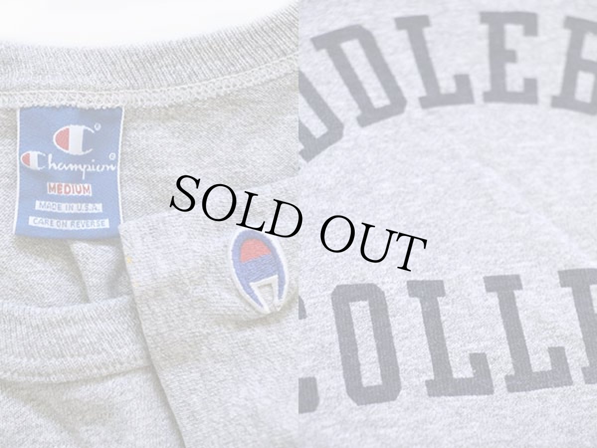 画像3: 90s USA製 Championチャンピオン MIDDLEBURY COLLEGE 染み込みプリント 88/12 Tシャツ 杢グレー M (3)