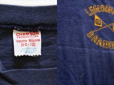 画像3: 60s USA製 CHAMPIONチャンピオン プロダクツ LEGIONVILLE BRAINERD フロッキープリント コットンTシャツ 紺 YOUTH M (3)