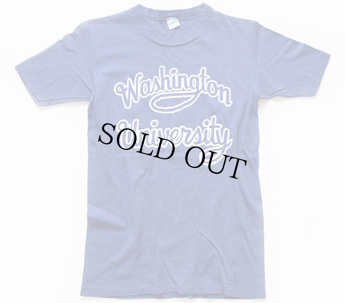 画像2: 70s USA製 Championチャンピオン Washington University フェルトプリント コットンTシャツ 青 M (2)