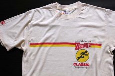 画像1: 70s USA製 NIKEナイキ WENDY'Sウェンディーズ Daily News 染み込みプリント Tシャツ ライトベージュ M (1)