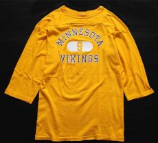 画像1: 80s USA製 Championチャンピオン NFL MINNESOTA VIKINGS 9 コットン フットボールTシャツ 黄 M (1)