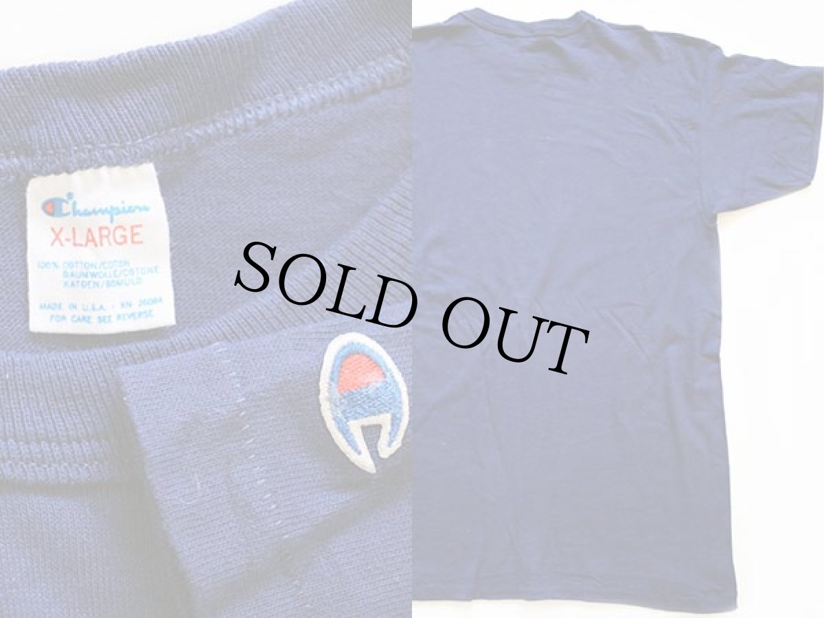 画像3: 80s USA製 Championチャンピオン BOOGIE FEET! 足跡 コットンTシャツ 紺 XL (3)