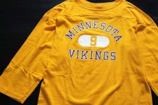 画像3: 80s USA製 Championチャンピオン NFL MINNESOTA VIKINGS 9 コットン フットボールTシャツ 黄 M (3)