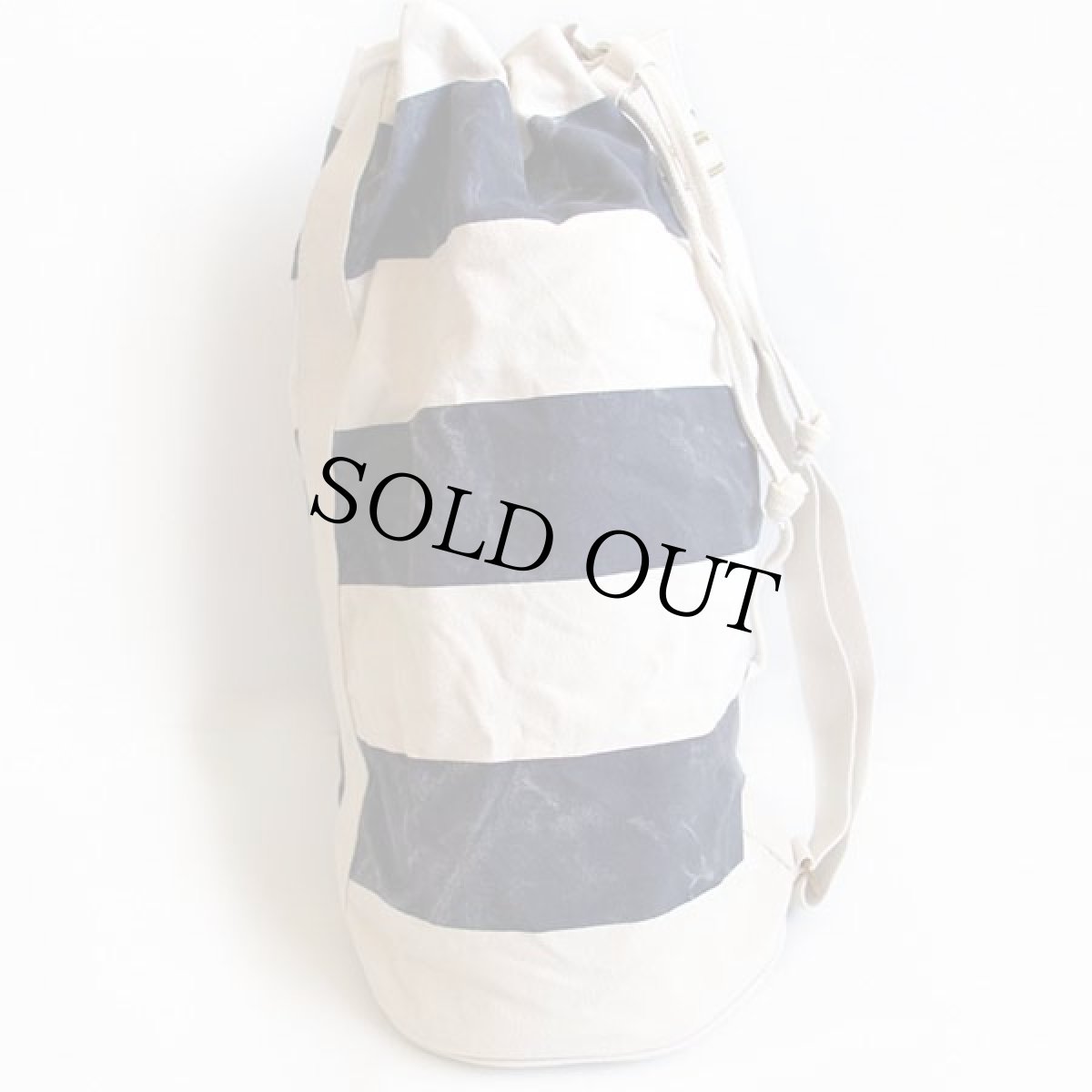 画像2: 80s BANANA REPUBLICバナナリパブリック 太ボーダー コットン キャンバス ダッフルバッグ 紺×白 (2)