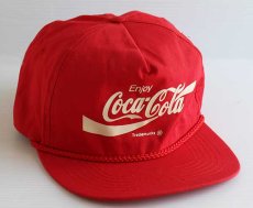 画像1: 80s Coca-Colaコカコーラ ロゴ コットンキャップ 赤 (1)