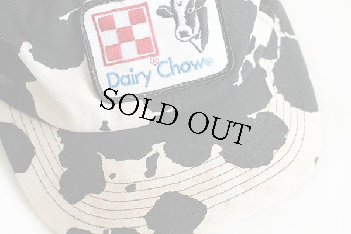 画像3: 80s USA製 Dairy Chow パッチ付き 牛柄 メッシュキャップ 黒×白 (3)