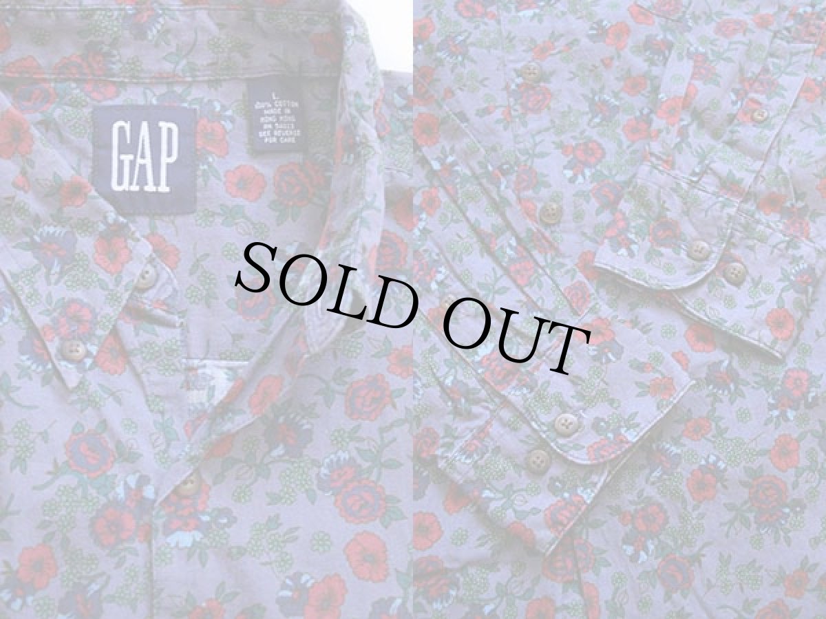 画像3: 90s GAPギャップ 花柄 総柄 ボタンダウン コットンシャツ L (3)