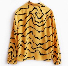画像2: 70s リボン スカーフ付き タイガー柄 シャツ 黄×黒 10 (2)