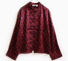 画像1: 90s CHICO'S DESIGN 総柄 シルク チャイナシャツ 黒×赤 2 (1)