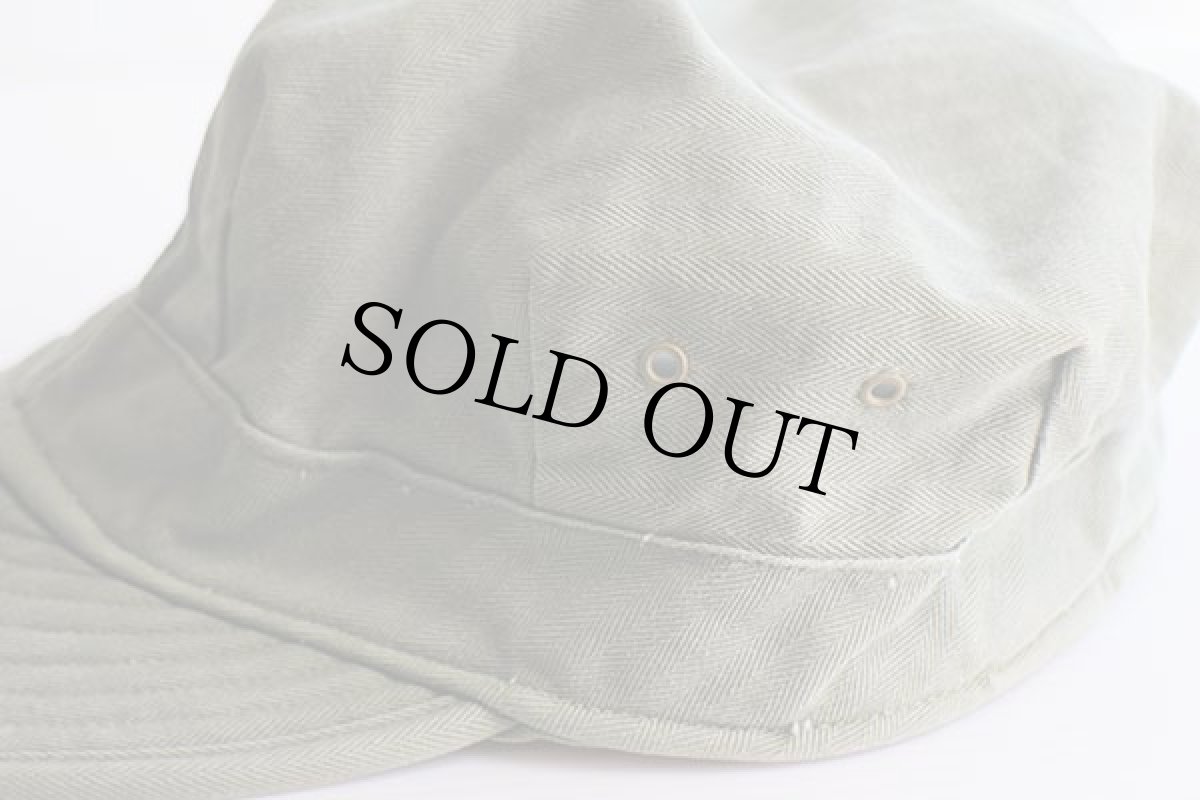 画像3: 40s 米軍 USMC HBT ヘリンボーンツイル キャップ オリーブ (3)