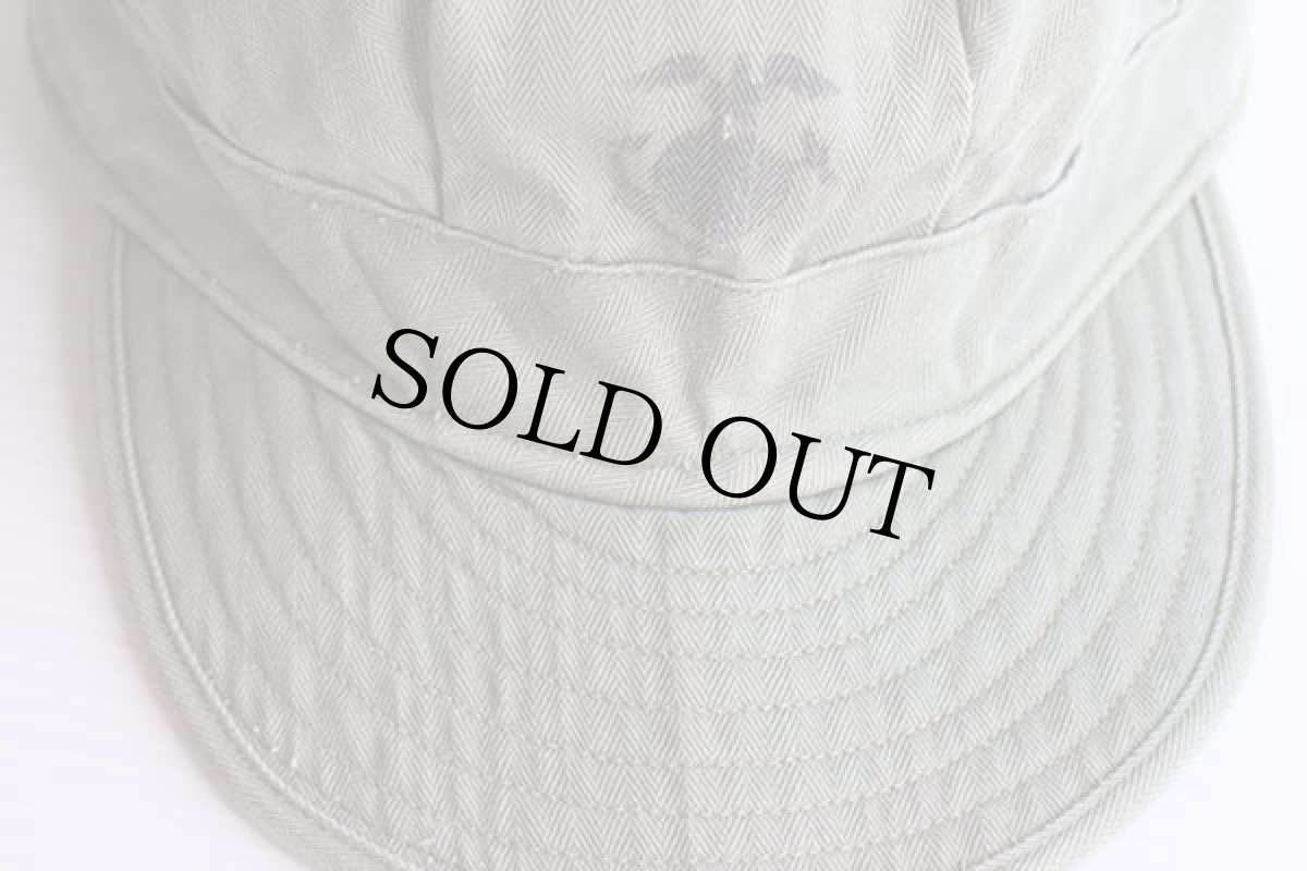 画像6: 40s 米軍 USMC HBT ヘリンボーンツイル キャップ オリーブ (6)