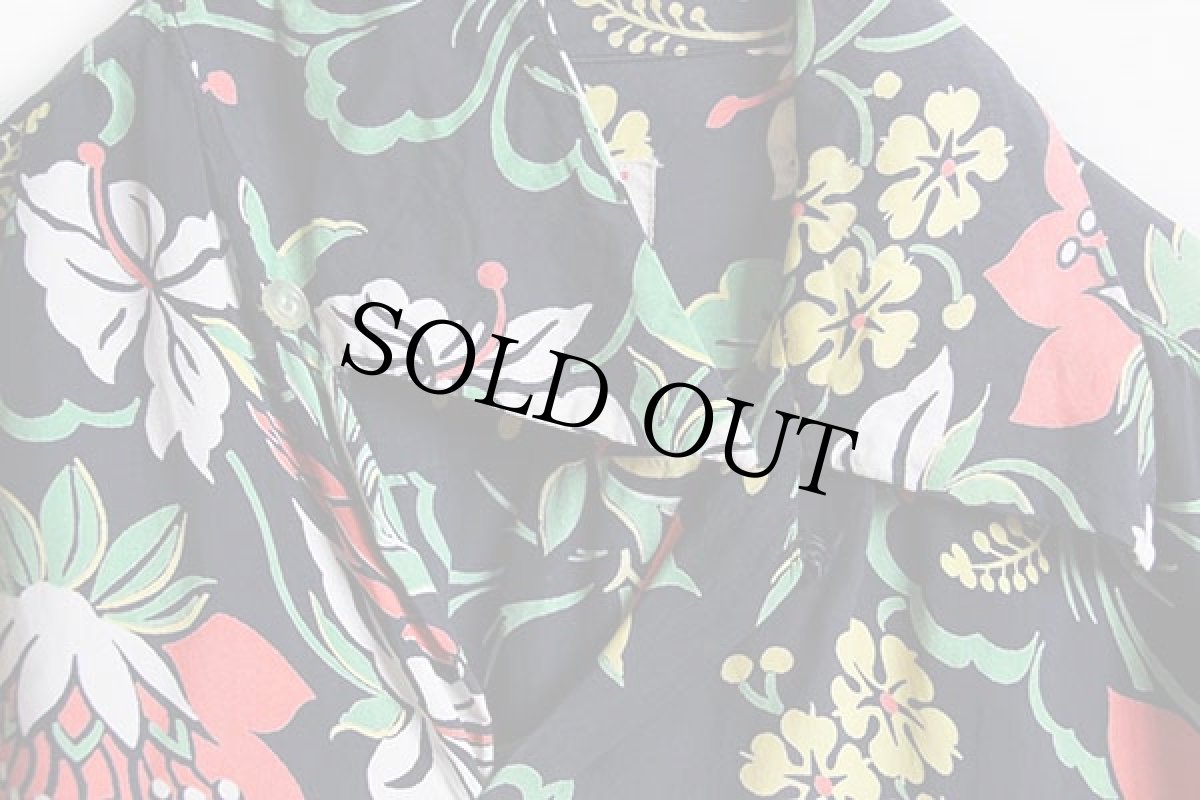 画像5: 40s MODEL ボタニカル柄 レーヨン アロハシャツ 18 (5)