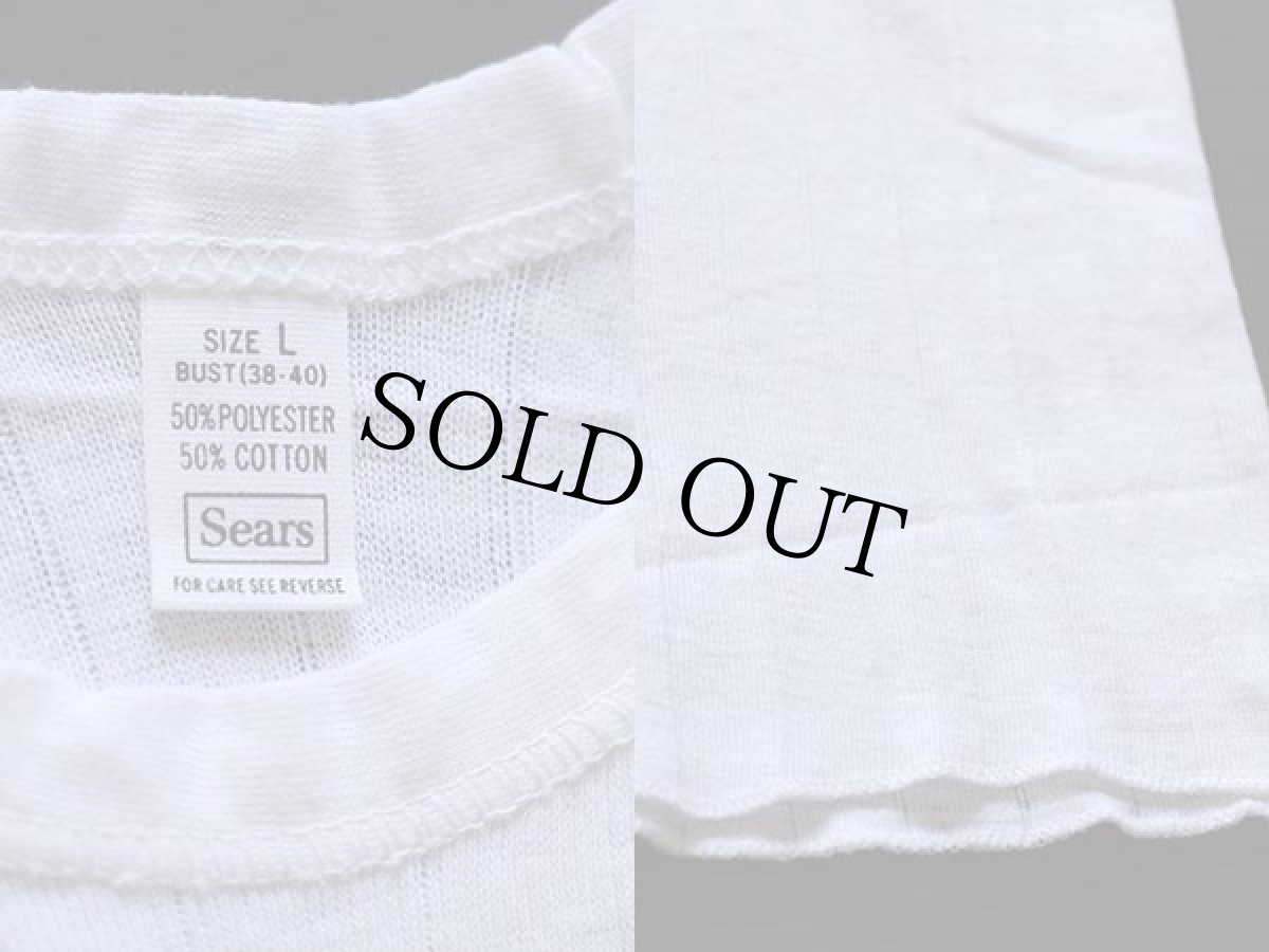 画像3: デッドストック★60s Sears 無地 針抜き タンクトップ 白 L (3)