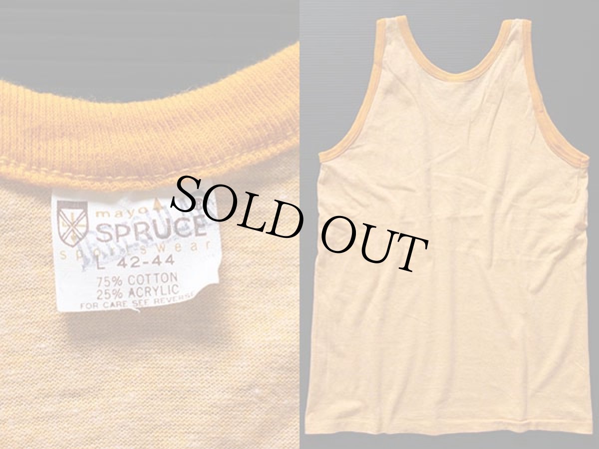 画像3: デッドストック★80s USA製 mayo SPRUCE 無地 タンクトップ 杢イエロー L (3)