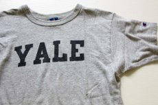 画像1: 90s USA製 Championチャンピオン YALE 染み込みプリント 88/12 Tシャツ 杢グレー M (1)