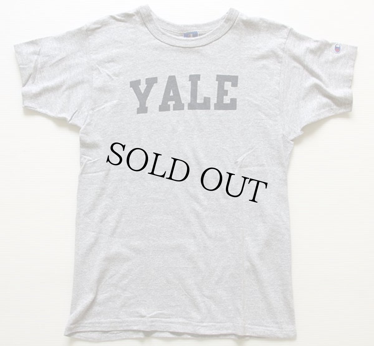 画像2: 90s USA製 Championチャンピオン YALE 染み込みプリント 88/12 Tシャツ 杢グレー M (2)