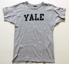 画像2: 90s USA製 Championチャンピオン YALE 染み込みプリント 88/12 Tシャツ 杢グレー M (2)