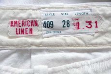 画像3: 60s AMERICAN LINEN コットン ワークパンツ ホワイト w28 (3)