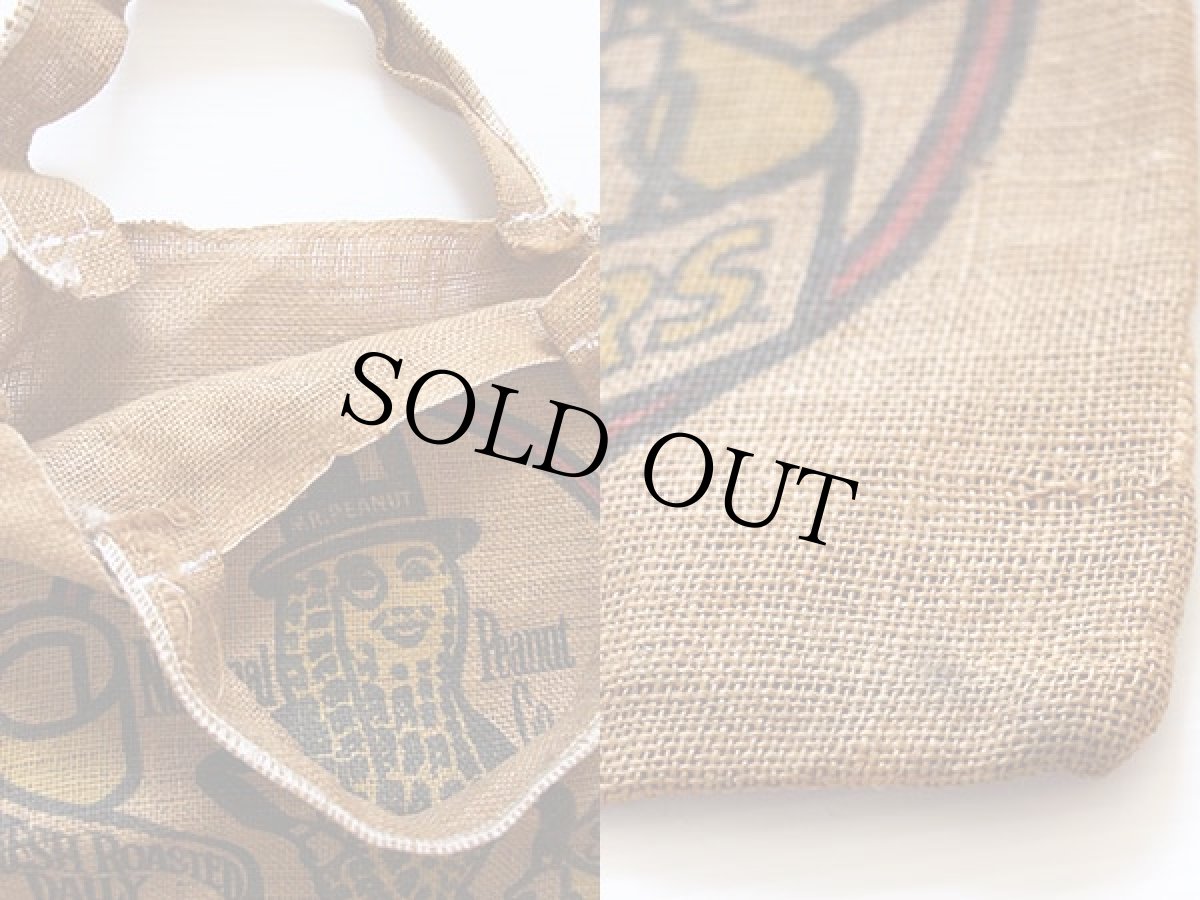 画像3: ビンテージ PLANTERS MR.PEANUTミスターピーナッツ ジュートバッグ (3)